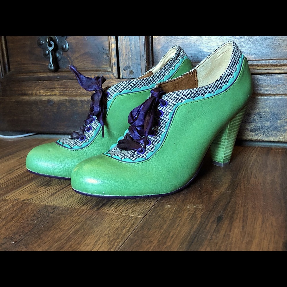 Green and purple Poetic License shoes